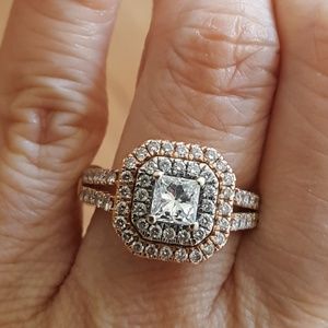 SOLD _ Princess Cut diamond in 14k two tone gold